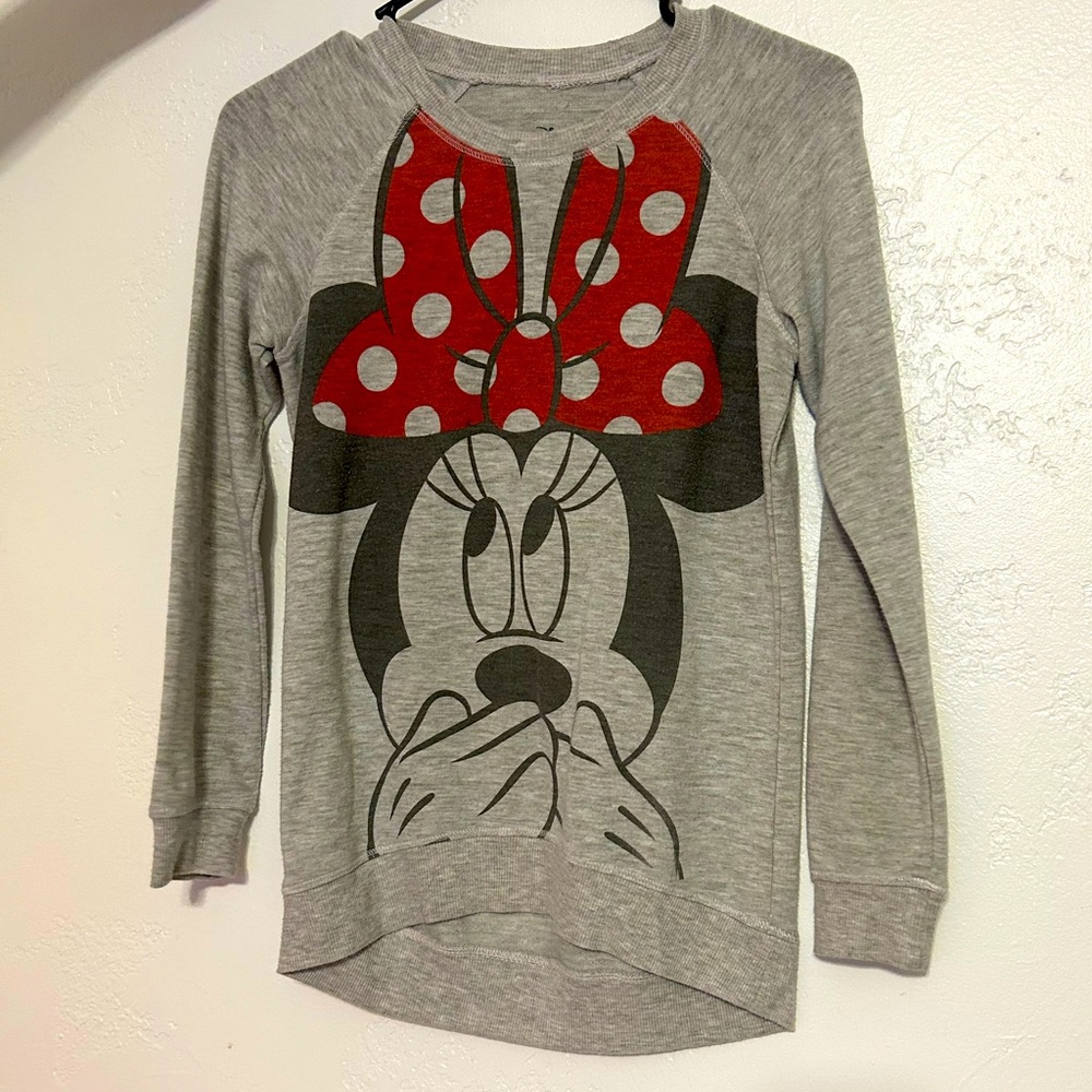 Grey Minnie Mouse crew neck lightly used